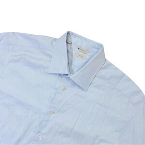 Suitsupply mens 17 L 43-7 slim fit light blue traveller dress shirt EUC